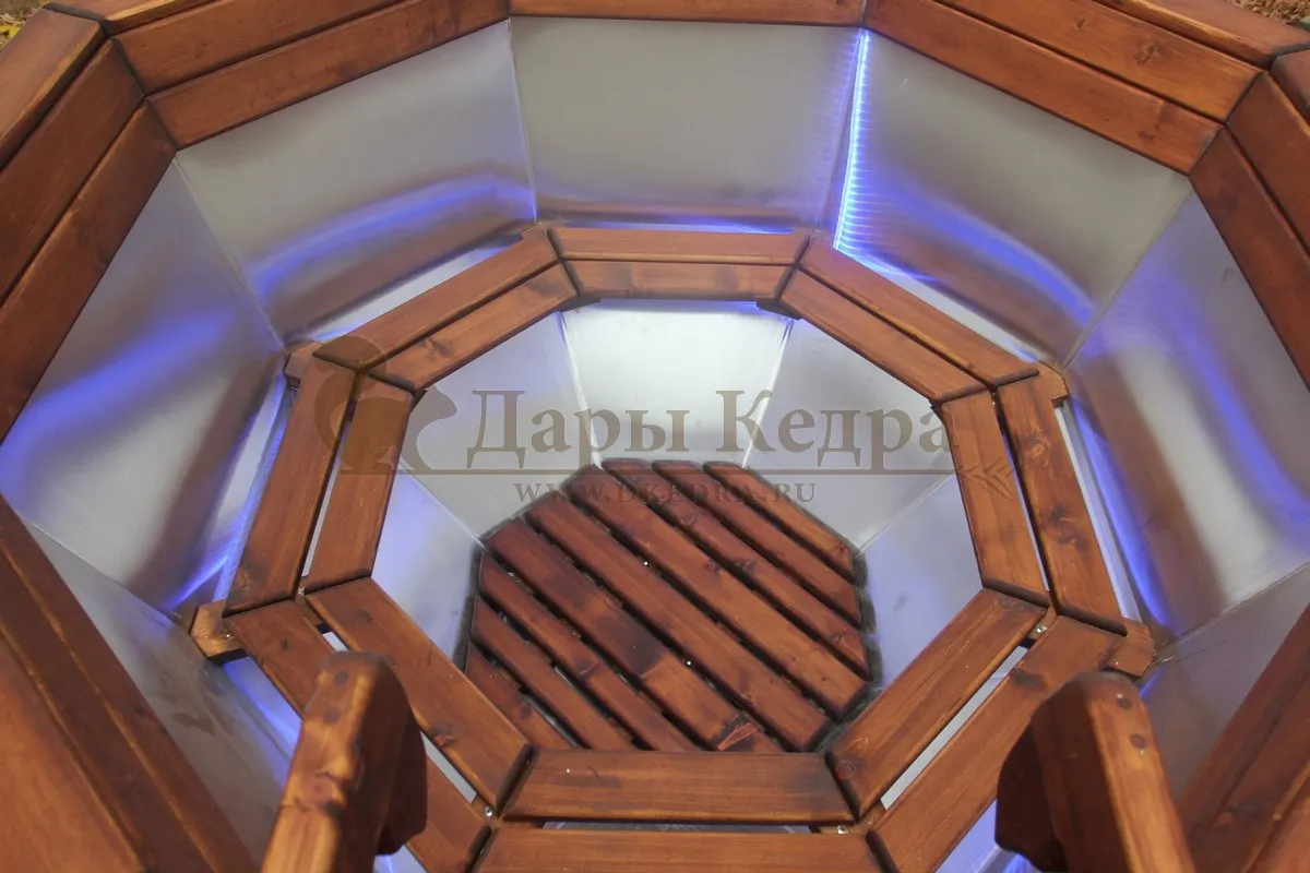 Банный чан из нержавеющей стали Ø-2000 на подставке с приварной печью с водяной рубашкой