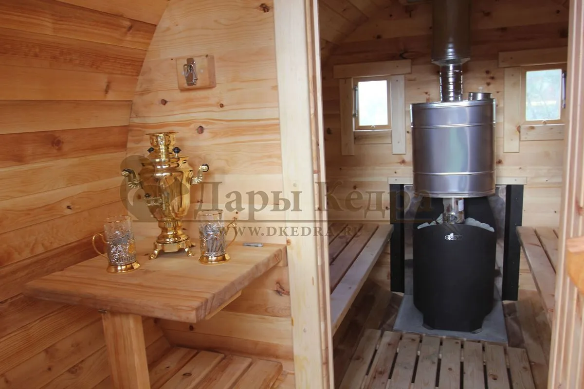 Баня-бочка круглая из кедра 6 метров
