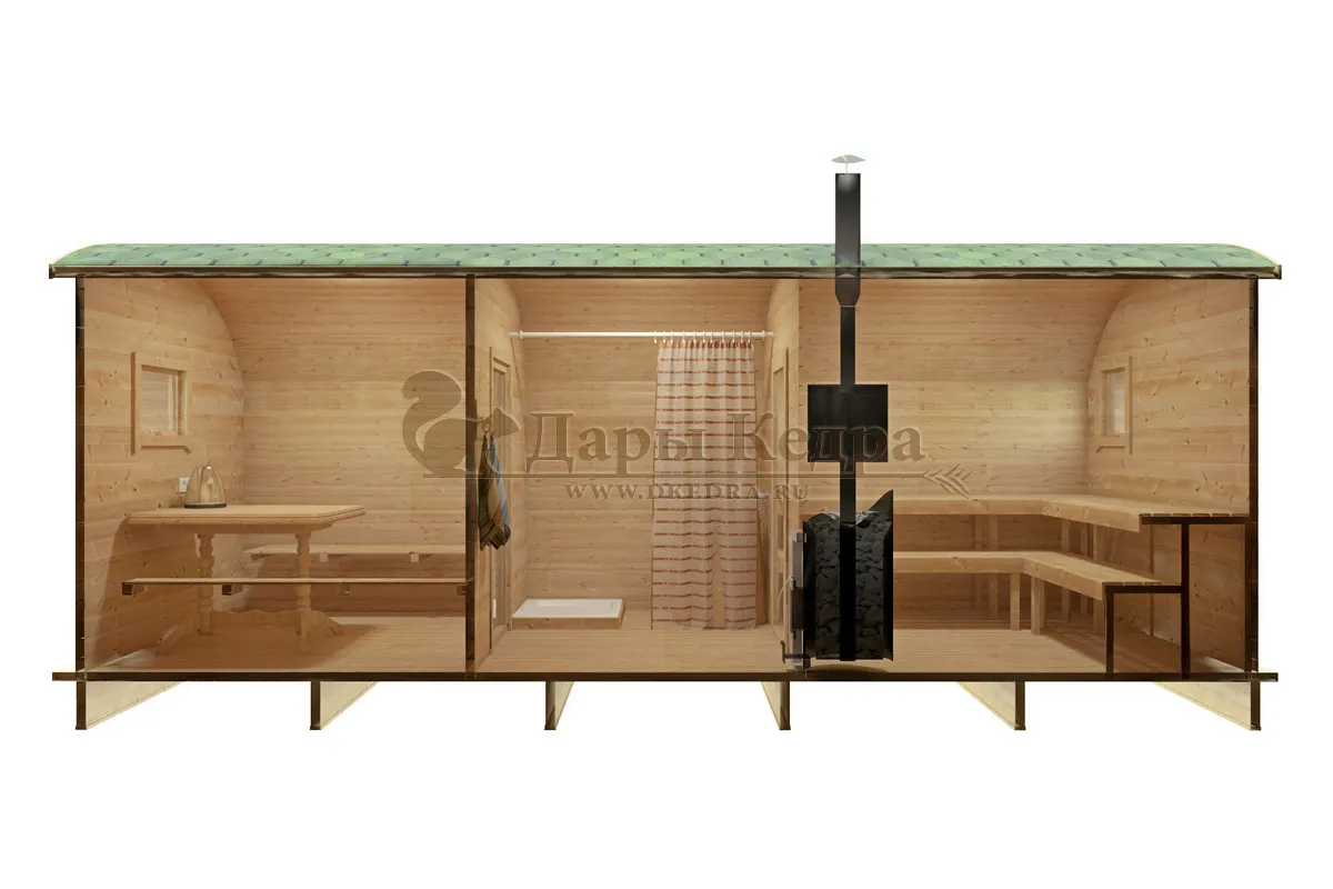 Баня-бочка буханка из кедра с боковым входом (все размеры)