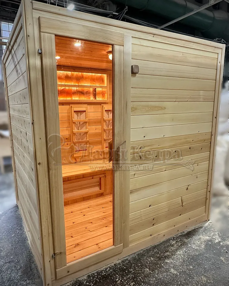 Трёхместная инфракрасная сауна кабина из кедра с керамическими излучателями
